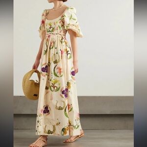 Agua by Agua Bendita Embroidered Vivianne Marina Floral Maxi Dress NWT Size L